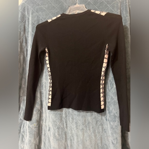 Women's Banana Republic Ex Fine Merino Italian Wool Black & White Design Sweater - Picture 5 of 6